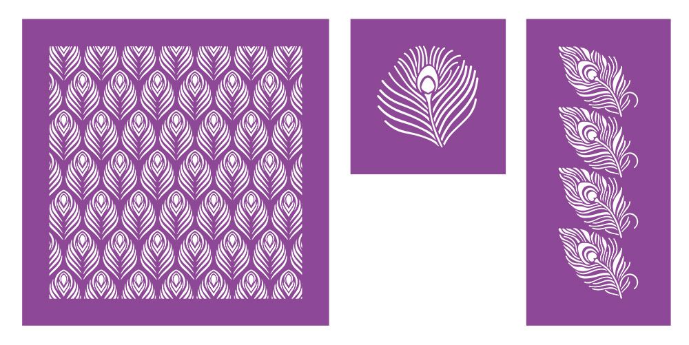 Crafters Companion Stencil Set - Peacock Feathers