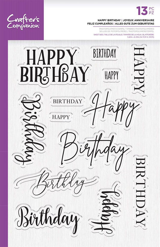 Crafters Companion Photopolymer Stamp - Happy Birthday