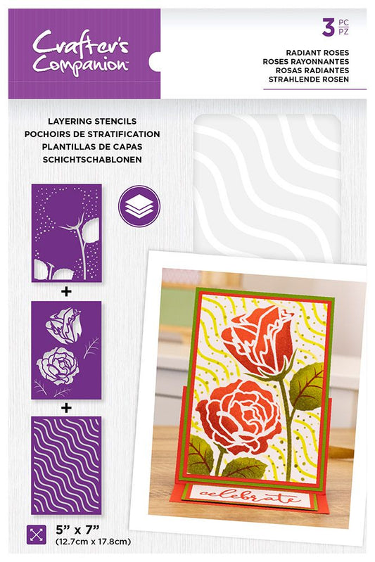 Crafters Companion Layering Stencils - Radiant Roses