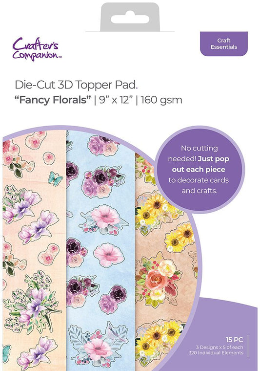 Crafters Companion 12" x 9" 3D Topper Pad - Fancy Florals
