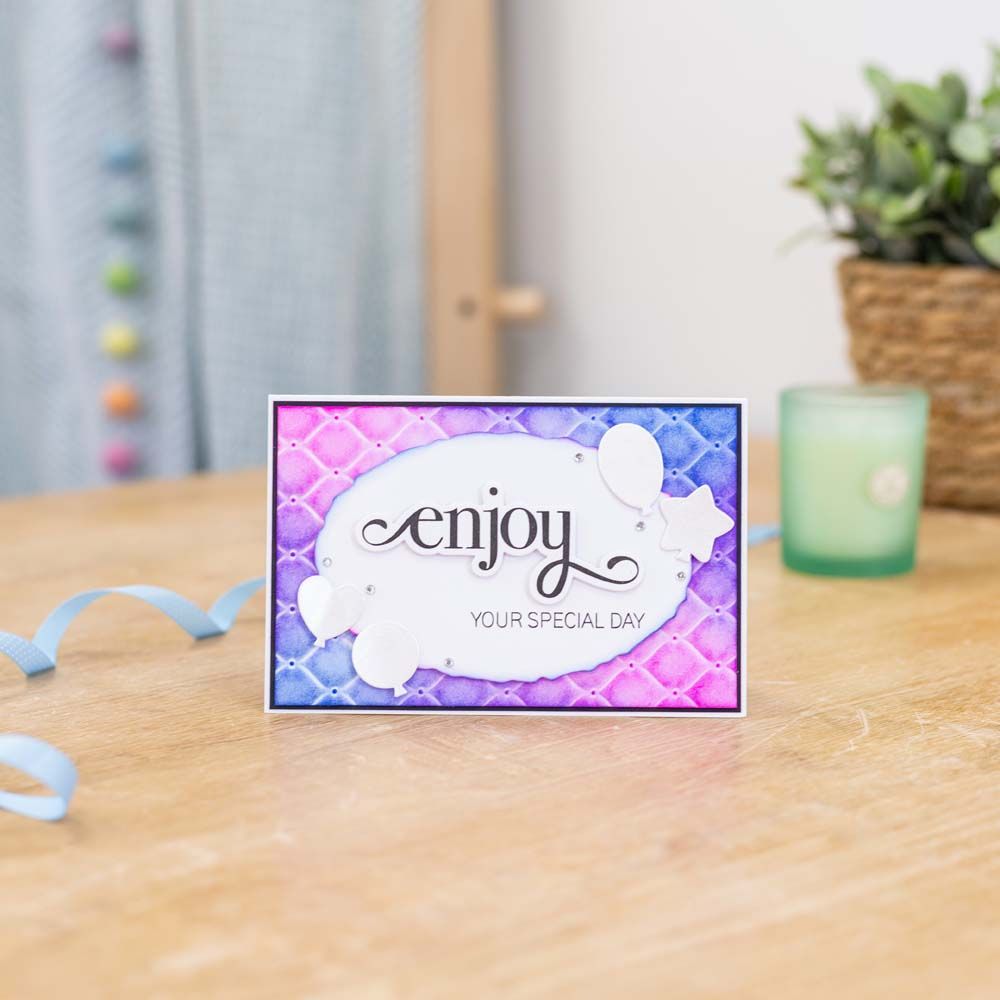 Gemini- Stamp And Die- Fancy Sentiments -Enjoy Your Special Day