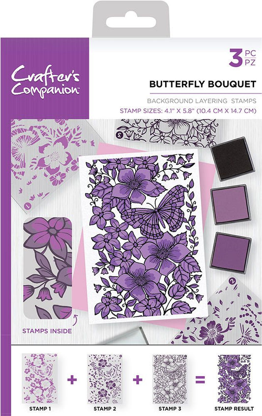 Crafters Companion Background Layering Stamps - Butterfly Bouquet