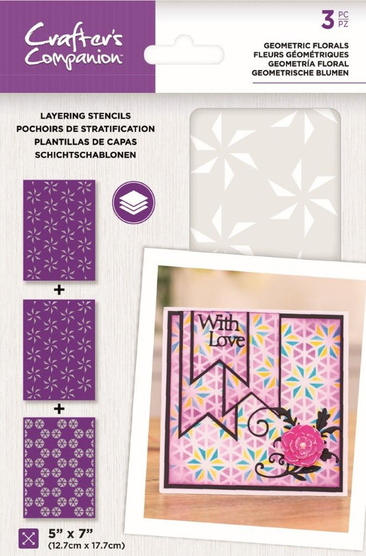 Crafters Companion Kaleidoscope Layering Stencils - Geometric Florals
