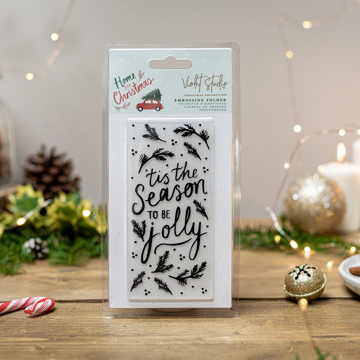 Violet Studios Mini Embossing Folder - Sentiment - Home for Christmas