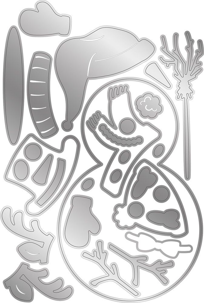 Gemini Shaped Card Base Stamp & Die - Cheerful Snowman