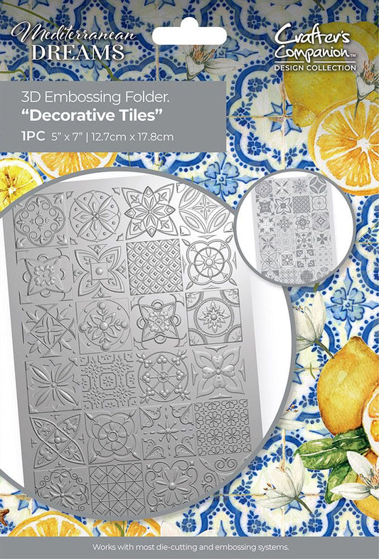 Mediterranean Dreams 5" x 7” 3D Embossing Folder - Decorative Tiles