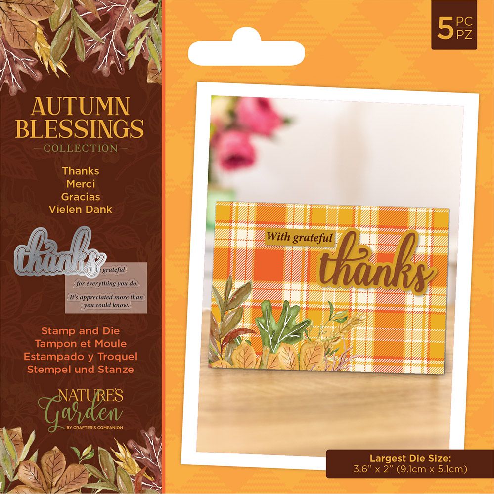 Natures Garden Autumn Blessings Collection Stamp & Die - Thanks