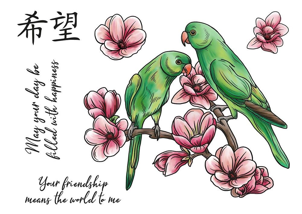 Natures Garden Chinoiserie Collection Photopolymer Stamp - Beautiful Birds