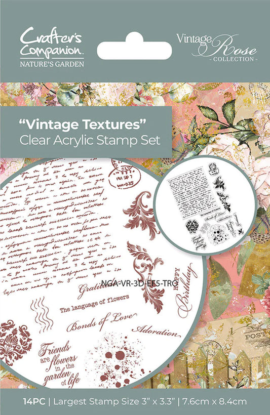 Nature's Garden Vintage Rose Clear Acrylic Stamp - Vintage Textures