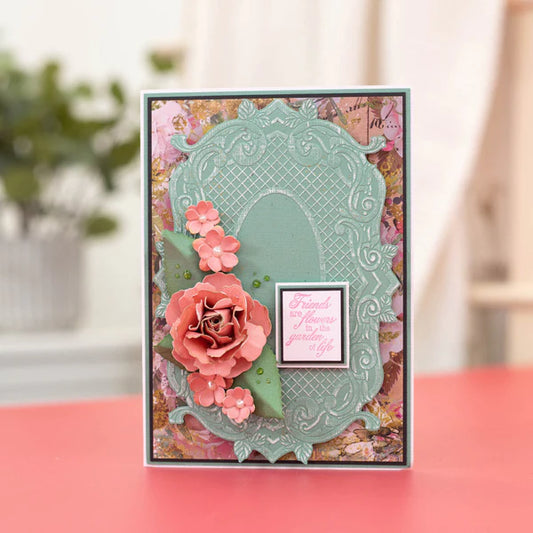 Nature's Garden Vintage Rose Embossing Folder - Baroque Frame
