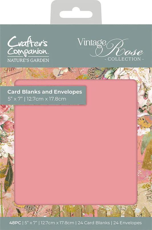 Nature's Garden Vintage Rose 5" x 7" Card Blanks and Envelopes