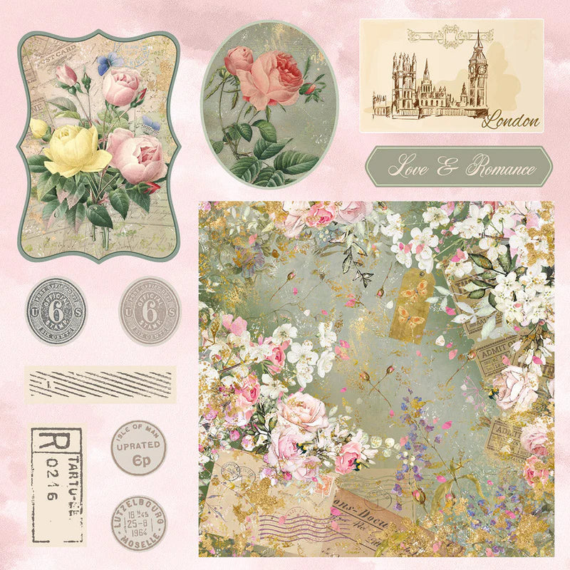 Nature's Garden Vintage Rose 8 " x 8" Topper Pad