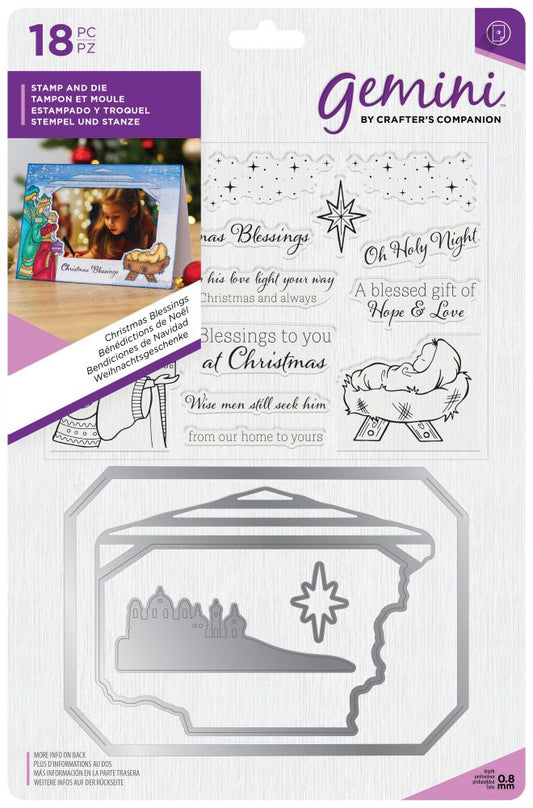 Gemini Photo Frame Stamp and Die - Christmas Blessings