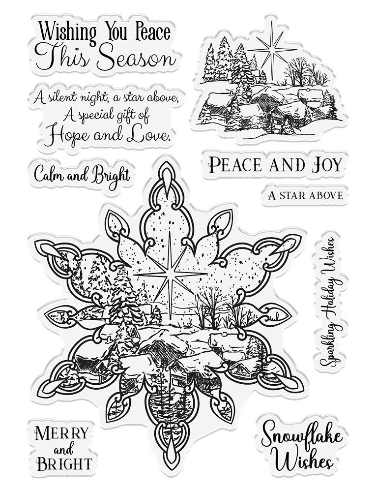 Sheena Douglass In The Frame Snowflake Stories Photopolymer Stamp - Snowy Village