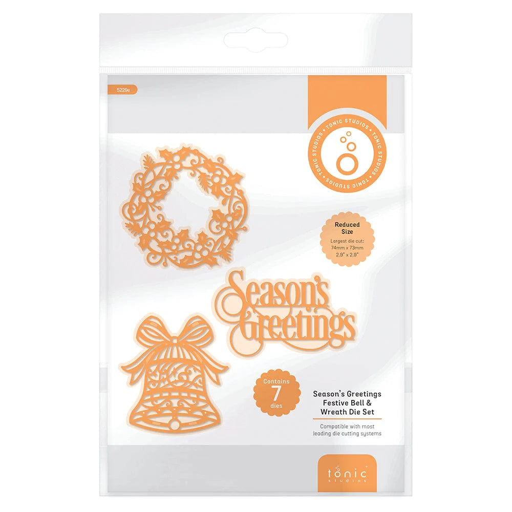 Season's Greetings Festive Bell & Wreath Die Set - 5229e
