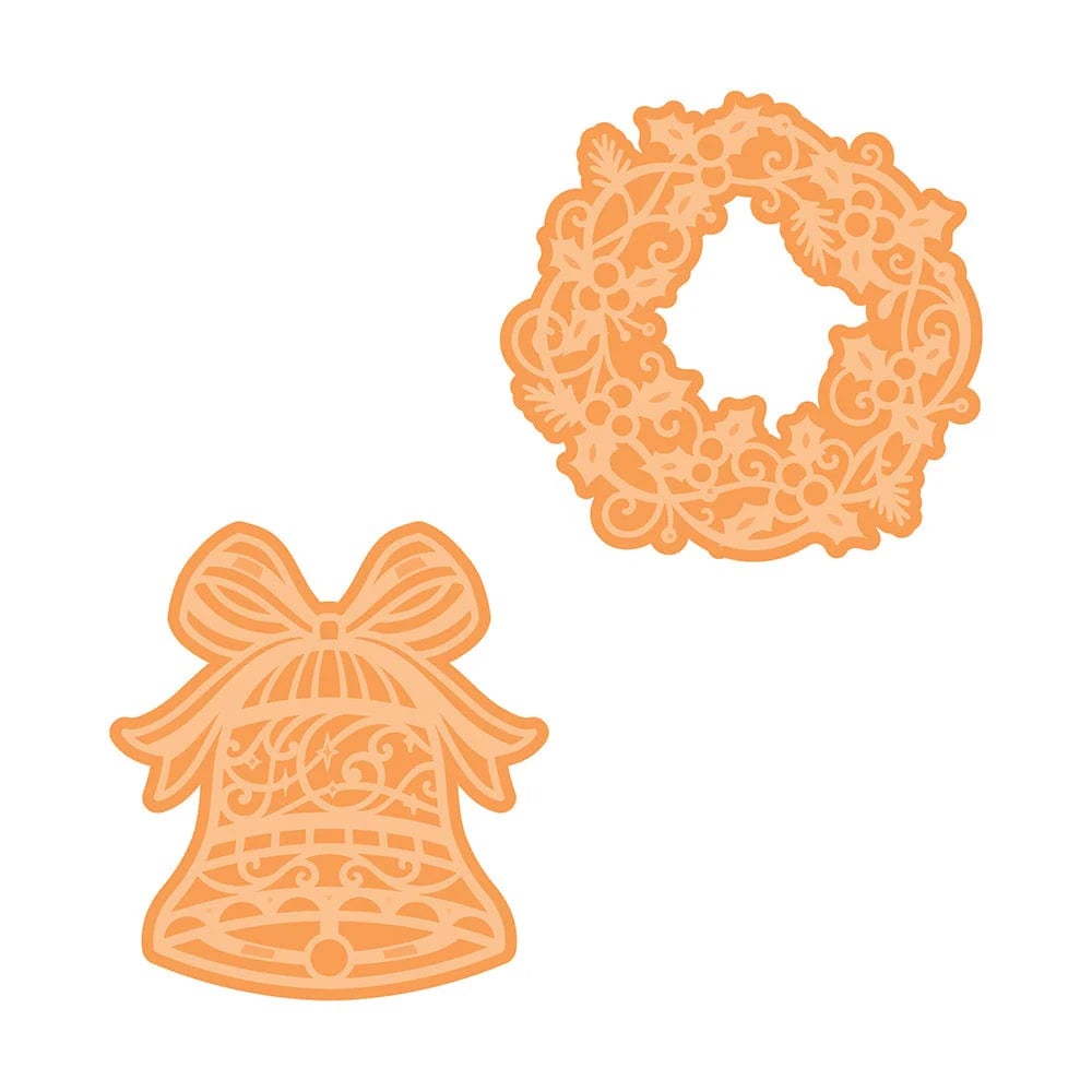 Season's Greetings Festive Bell & Wreath Die Set - 5229e