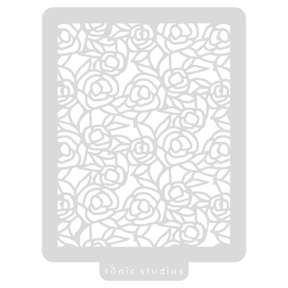 Rose Garden Background Stencil, 5 x 6.75 inches