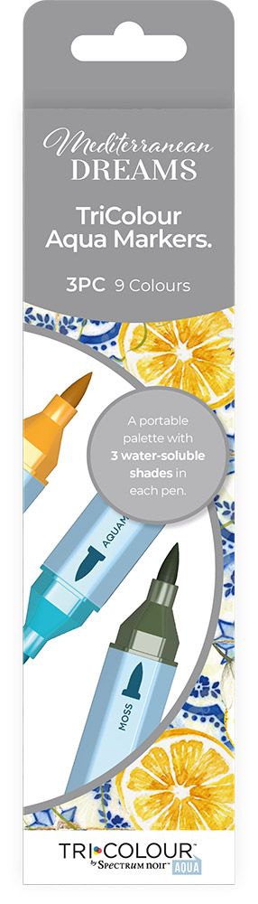 Mediterranean Dreams TriColour Aqua Markers – Mediterranean Dreams (3pc)