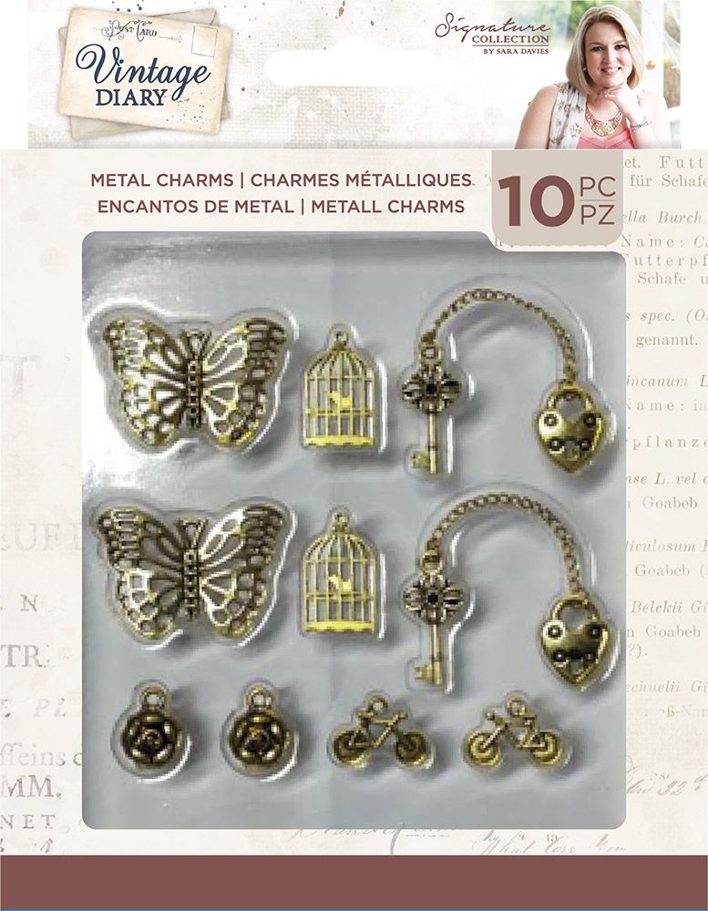 Sara Signature - Vintage Diary - Metal Charms (10pk)