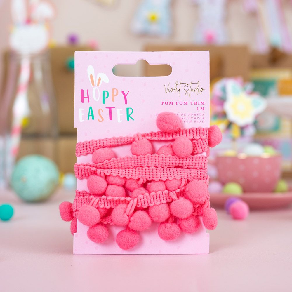 Violet Studio - Pom Pom Trim - Hoppy Easter - 1m