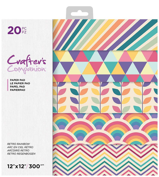 Crafters Companion - 12"x12" Paper pad - Retro Rainbow
