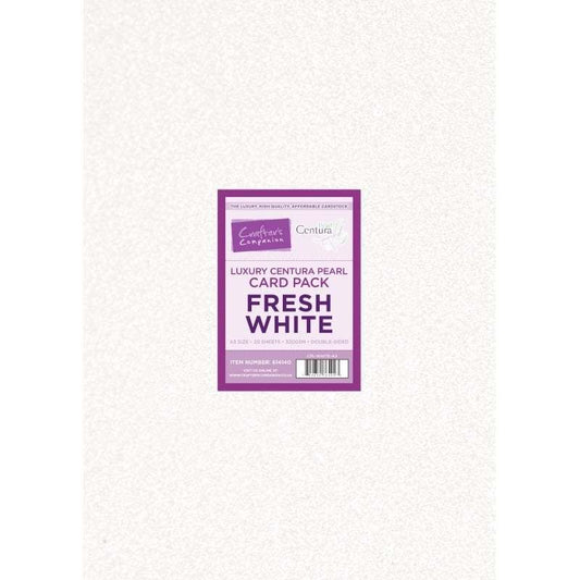 Crafters Companion Centura Pearl Fresh White Luxury Double Sided A3 Card Pack - 20 sheets