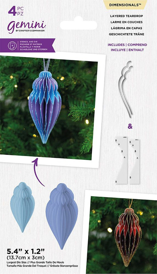 Gemini Christmas Decoration Dimensionals Die and Stencil - Layered Teardrop
