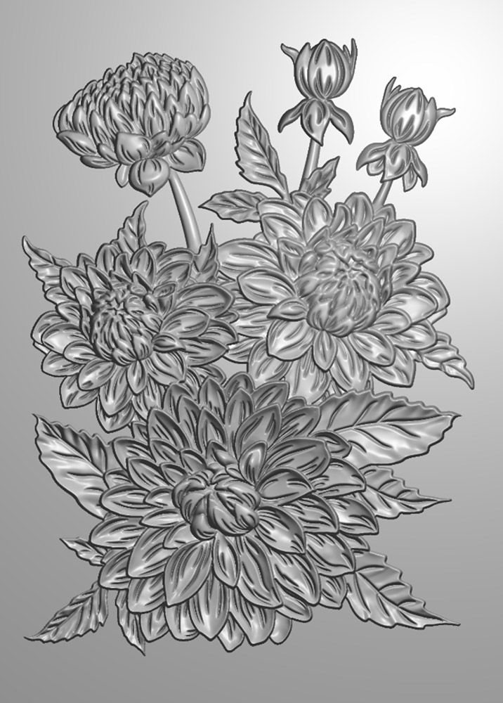 Gemini - 5 x 7 3D Embossing Folder - Dahlias