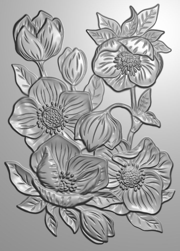 Gemini - 5 x 7 3D Embossing Folder - Hellebores