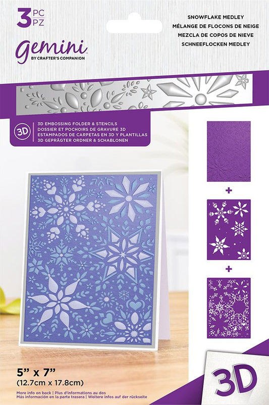 Gemini 3D Embossing Folder & Stencil - Snowflake Medley