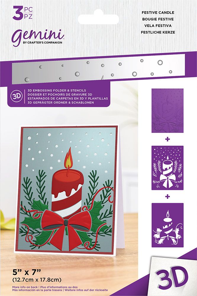 Gemini 3D Embossing Folder & Stencil - Festive Candle