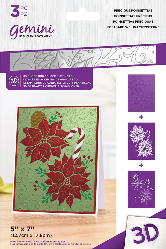 Gemini 3D Embossing Folder & Stencil - Precious Poinsettias