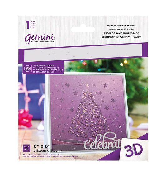 Gemini 6 x 6 3D Embossing Folder - Ornate Christmas Tree
