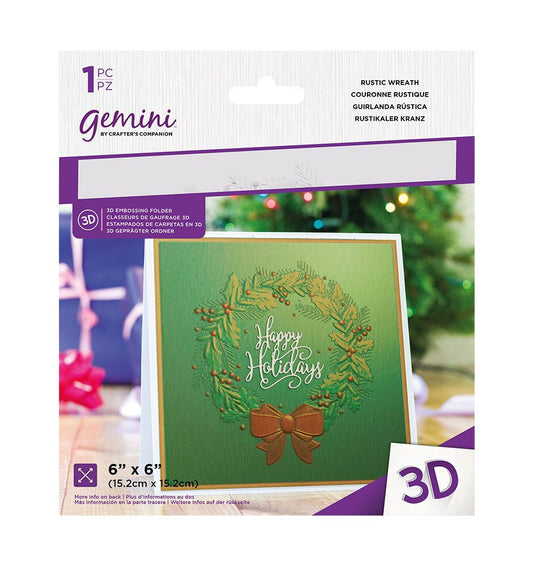 Gemini 6 x 6 3D Embossing Folder - Rustic Wreath