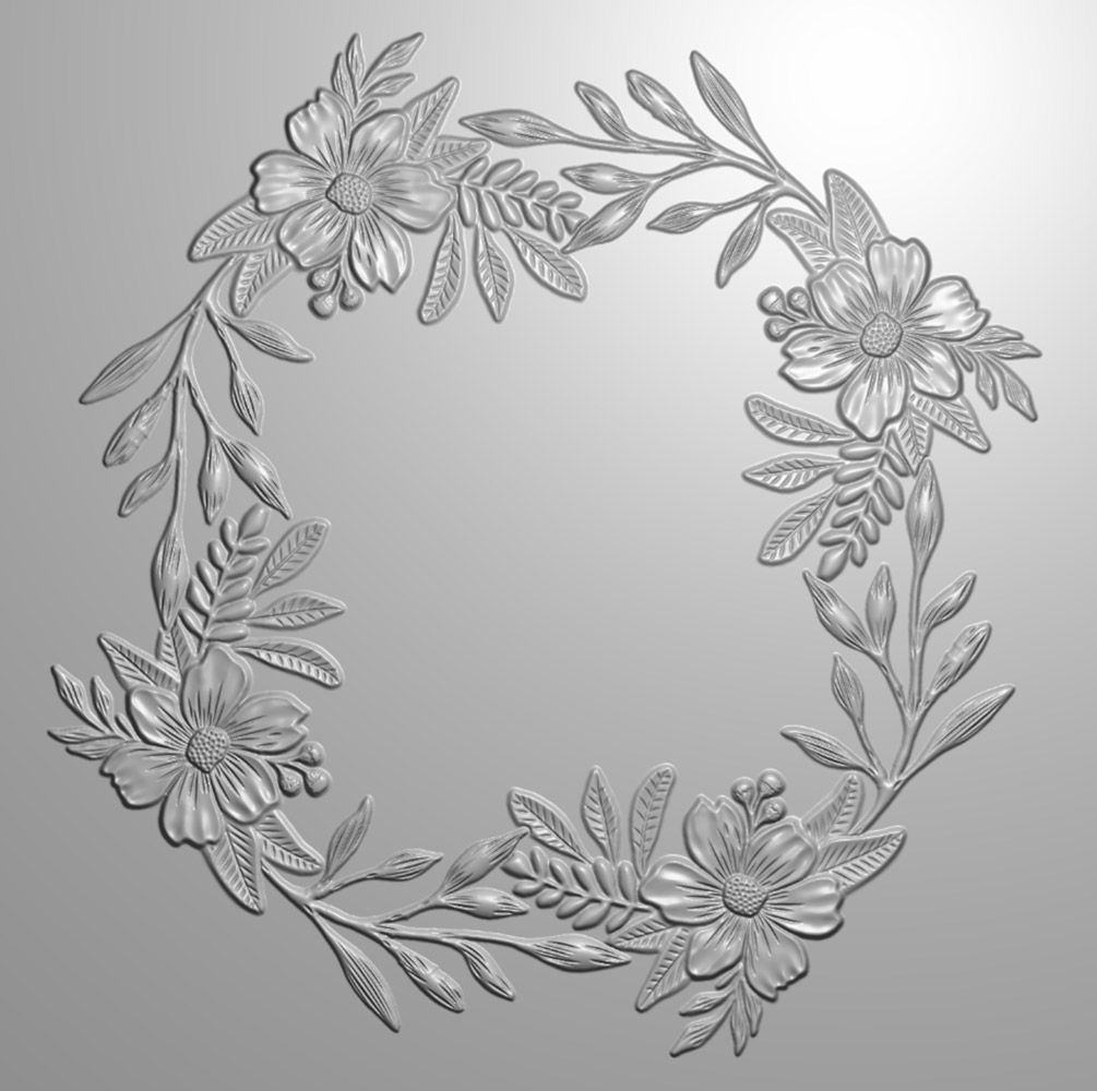 Gemini - 5.5" x 5.5" - 3D Embossing Folder - Fancy Floral Wreath