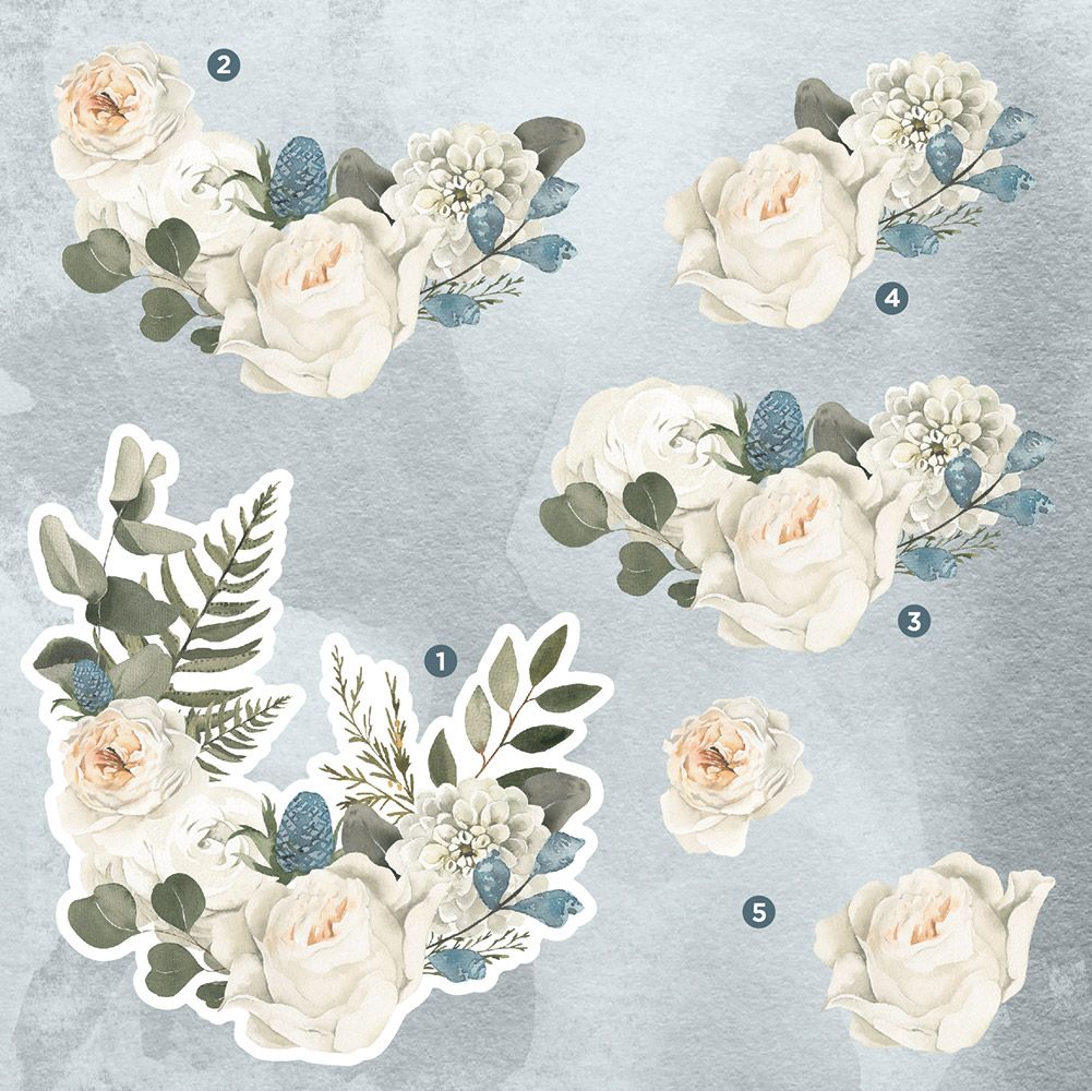 Crafters Companion Winter Floral 6 x 6" Decoupage Topper Pad - Winter Roses