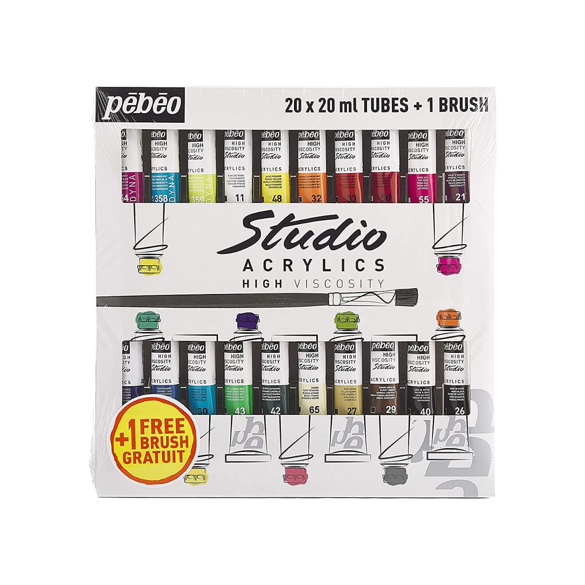 Pebeo Studio Acrylics 22 Piece Paint Collection