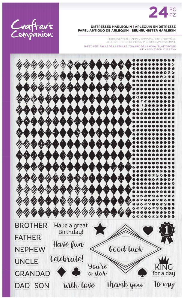 Crafters Companion Photopolymer Large Background Stamp - Distressed Harlequin