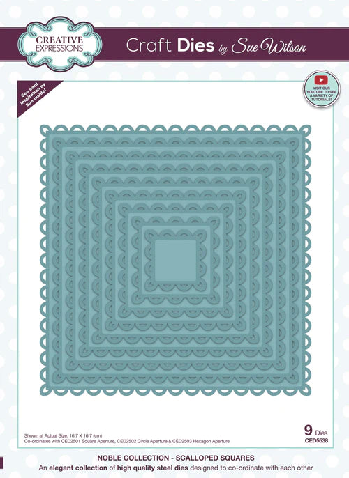 Creative Expressions Sue Wilson Noble Collection Scalloped Squares Craft Die