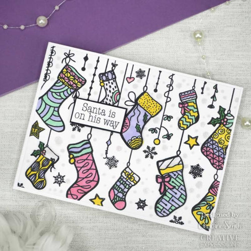 Creative Expressions Bonnita Moaby Stocking Garland 6 in x 4 in Rubber Stamp