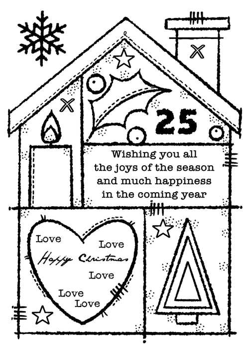 Woodware Clear Singles Christmas House 4 in x 6 in Stamp