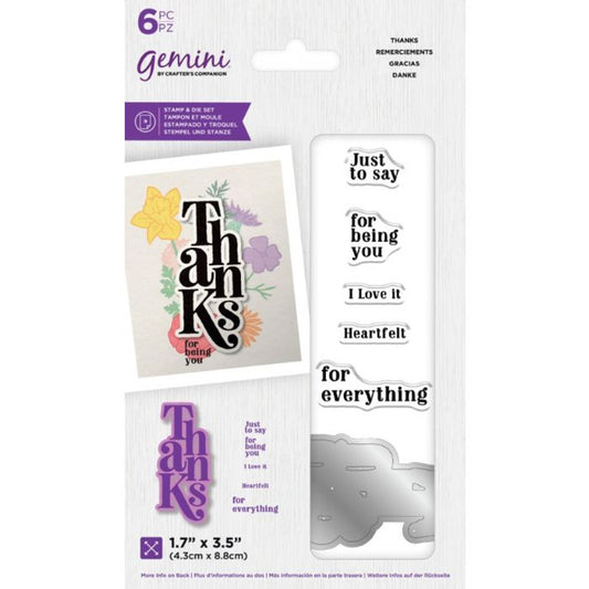 Gemini Floral Sentiment Stamp and Die - Thanks