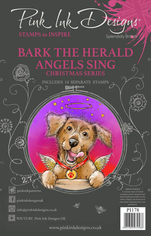 Pink Ink Designs Bark The Herald Angels Sing 6 in x 8 in Clear Stamp Set