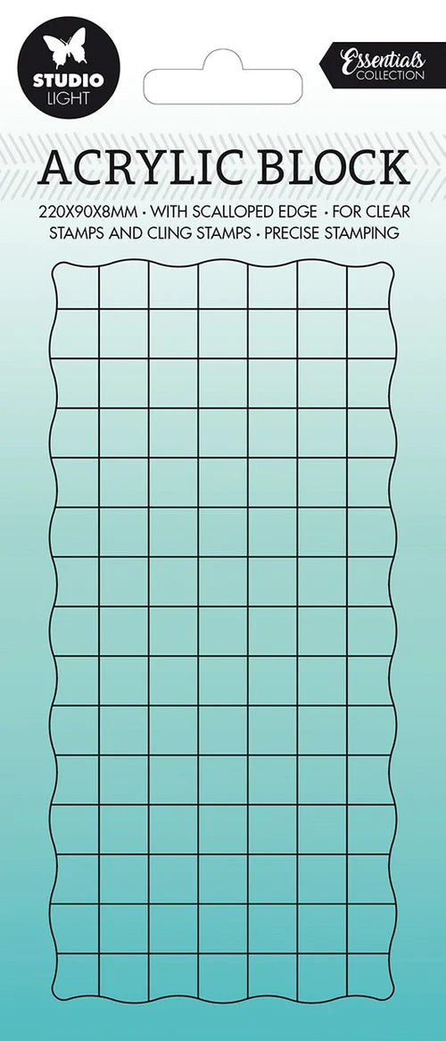 Studio Light Acrylic Stamp Block For Clear And Cling Stamps With Grid Essentials 150x70x8mm nr.02