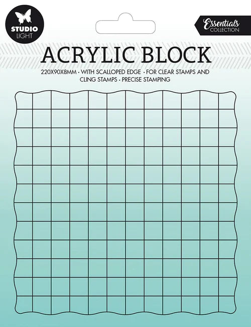 Studio Light Acrylic Stamp Block For Clear And Cling Stamps With Grid Essentials 120x120x8mm nr.04