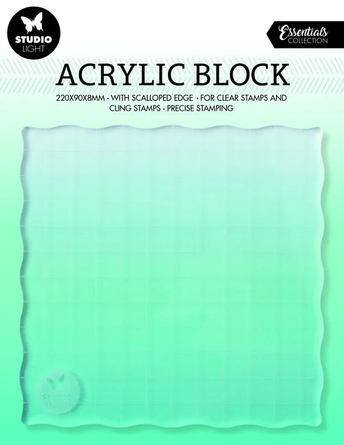 Studio Light Acrylic Stamp Block For Clear And Cling Stamps With Grid Essentials 120x120x8mm nr.04