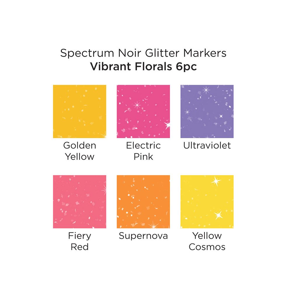 SN - Glitter Marker - Vibrant Florals - 6pc Set