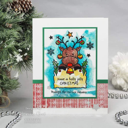 Woodware Clear Singles Festive Rudolph 4 in x 6 in Stamp