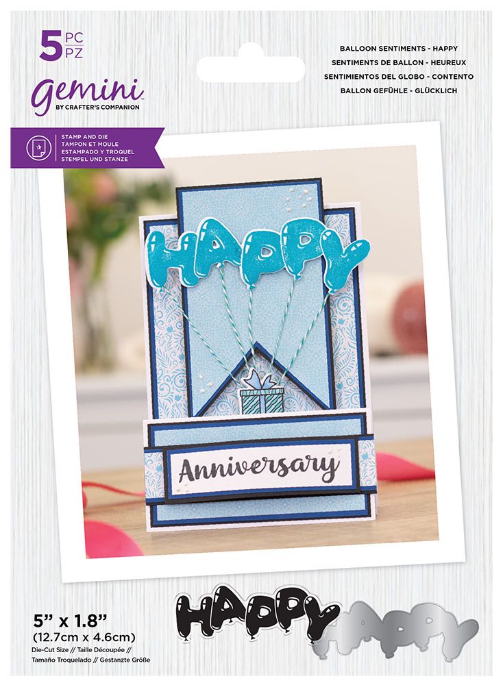 Gemini Stamp & Die Balloon Sentiments - Happy