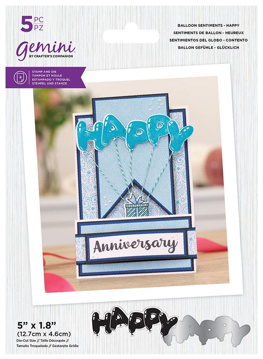 Gemini Stamp & Die Balloon Sentiments - Happy